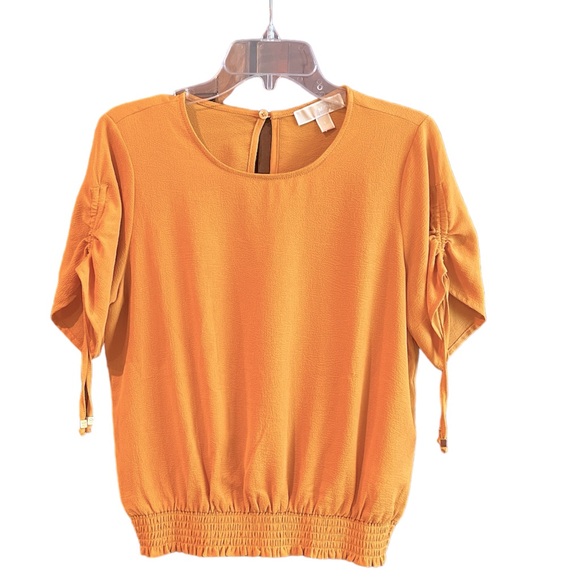 Michael Kors Women’s short sleeve with gathered tie short sleeves blouse Small - Picture 1 of 15